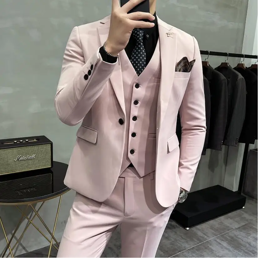 Men Tuxedos Slim Fit Butterfly Embroidery Business Party Prom Groom Wedding Suit Singer Dancer Costume Stage 3-Piece Shawl Lapel