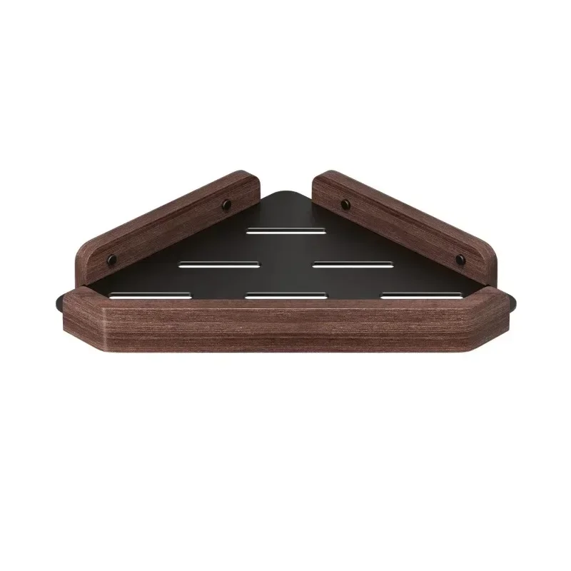 

Long - lastingBathroom Corner Shelf – Walnut Basket, Punch-Free Holder, Moisture-Proof Corner Rack, Fan-Shaped Storage