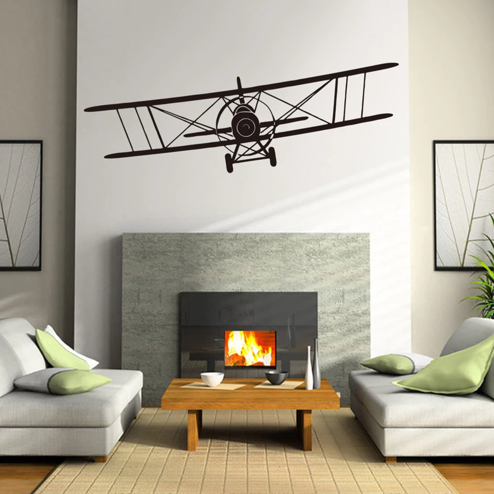 

2pcs Airplane Wall Stickers Black Removable Bedroom Decors s Room PVC Durable Decorations Easy Apply Reusable