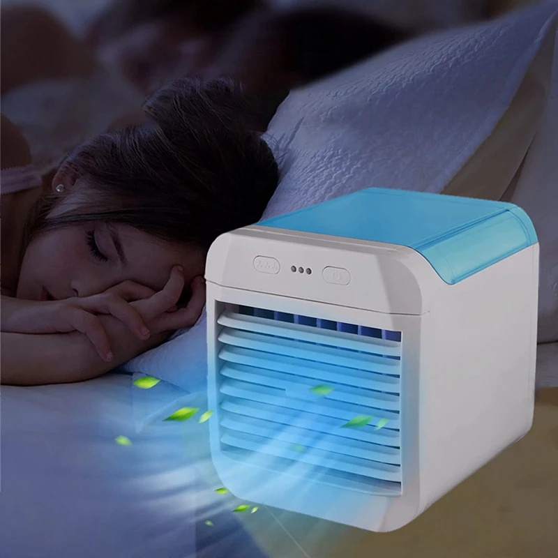 Mini ventola di raffreddamento dell'aria Condizionatore d'aria portatile Silenzioso USB Dispositivo di raffreddamento dell'aria Condizionatore d'aria personale con luce LED a 7 colori