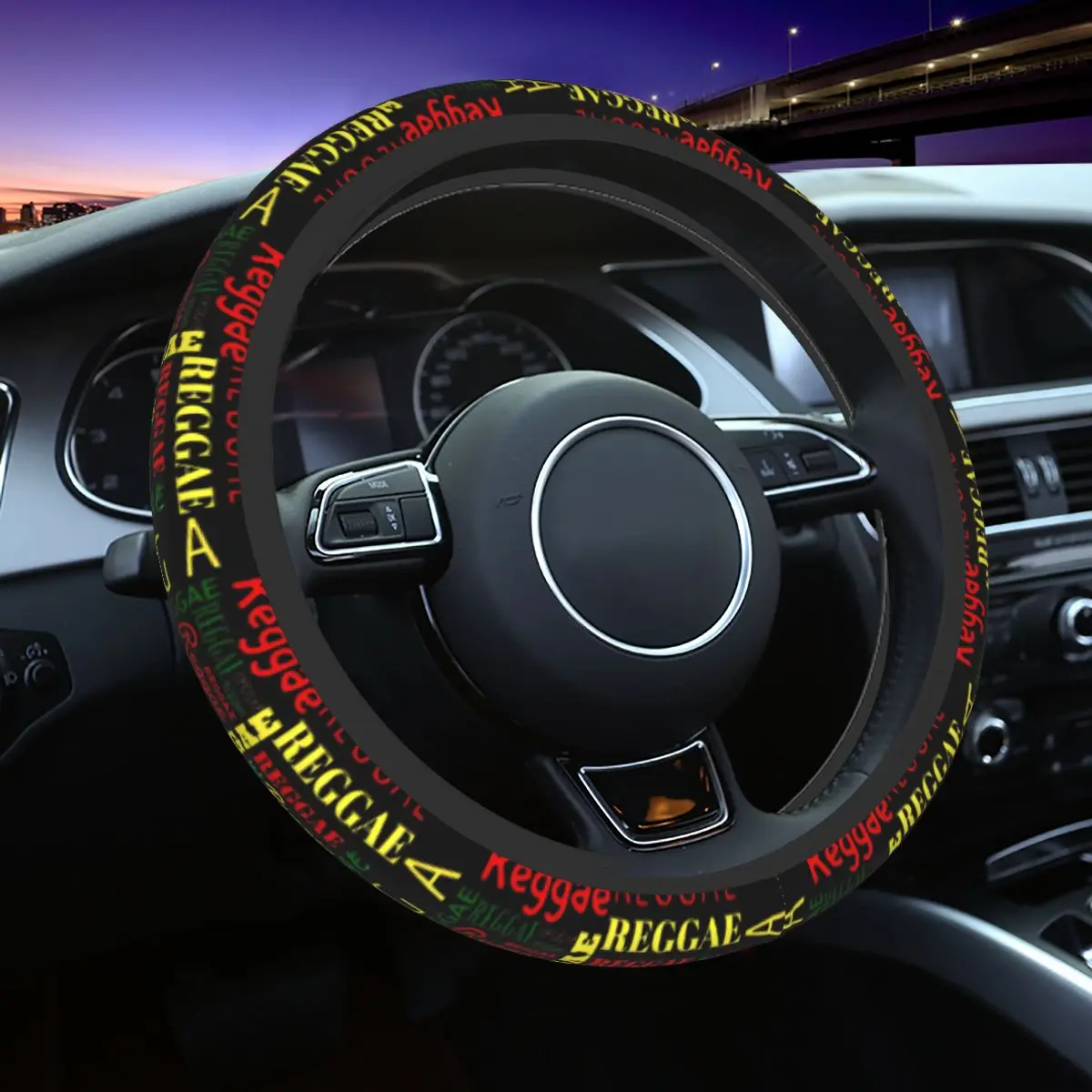 

37-38 Car Steering Wheel Cover Reggae In Letters Universal Jamaica Rasta Auto Decoration Colorful Car Accessories