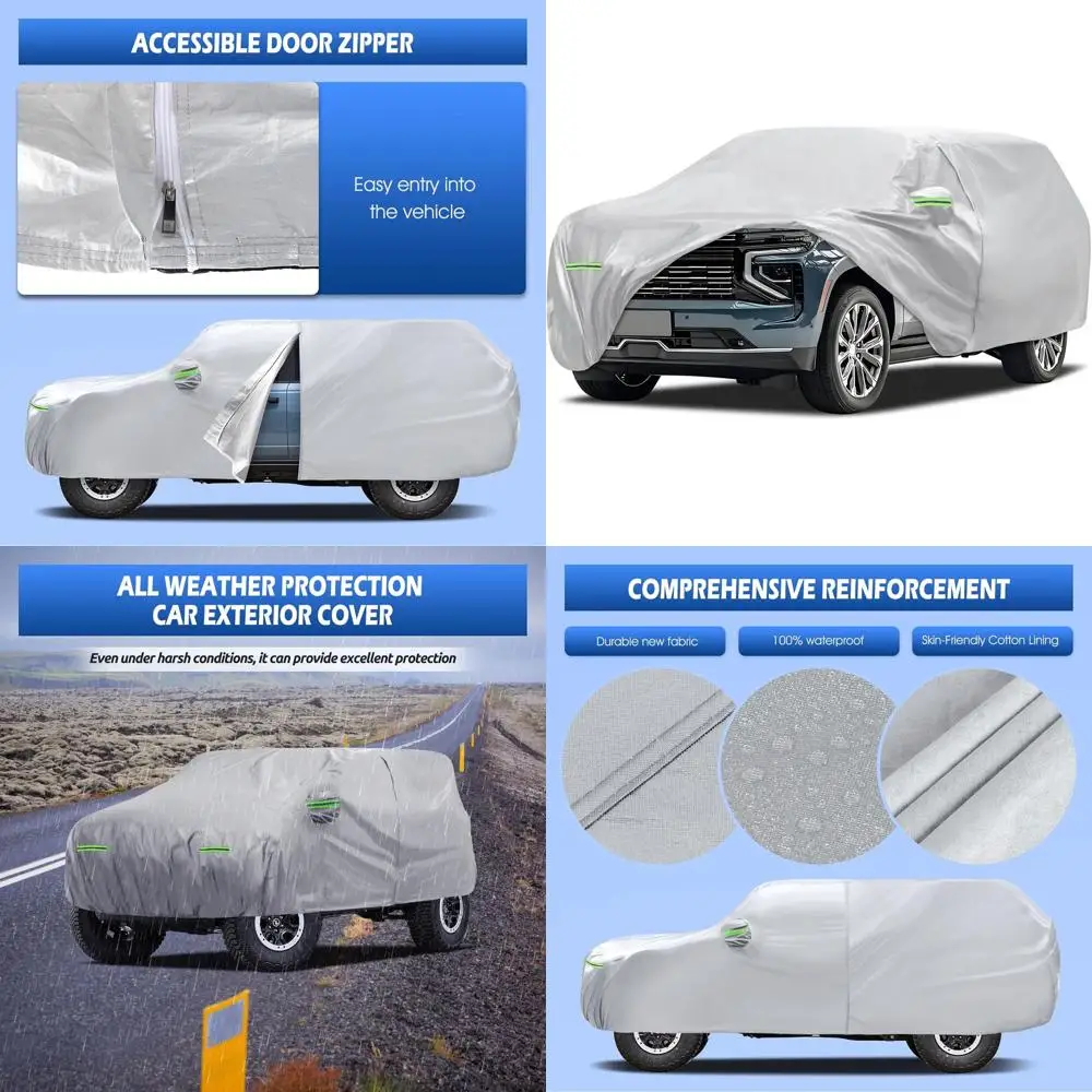 

4-Door Bronco 2021-2025, Waterproof Exterior Car Cover with Door Zipper and Cotton Lining, Silver