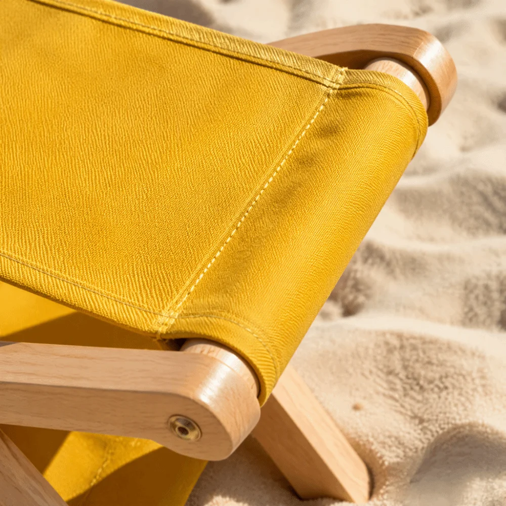 Compact Folding Wooden Beach Pillow UV Resistant Ergonomic Canvas Lounge Headrest Adjustable Height Sunbathing