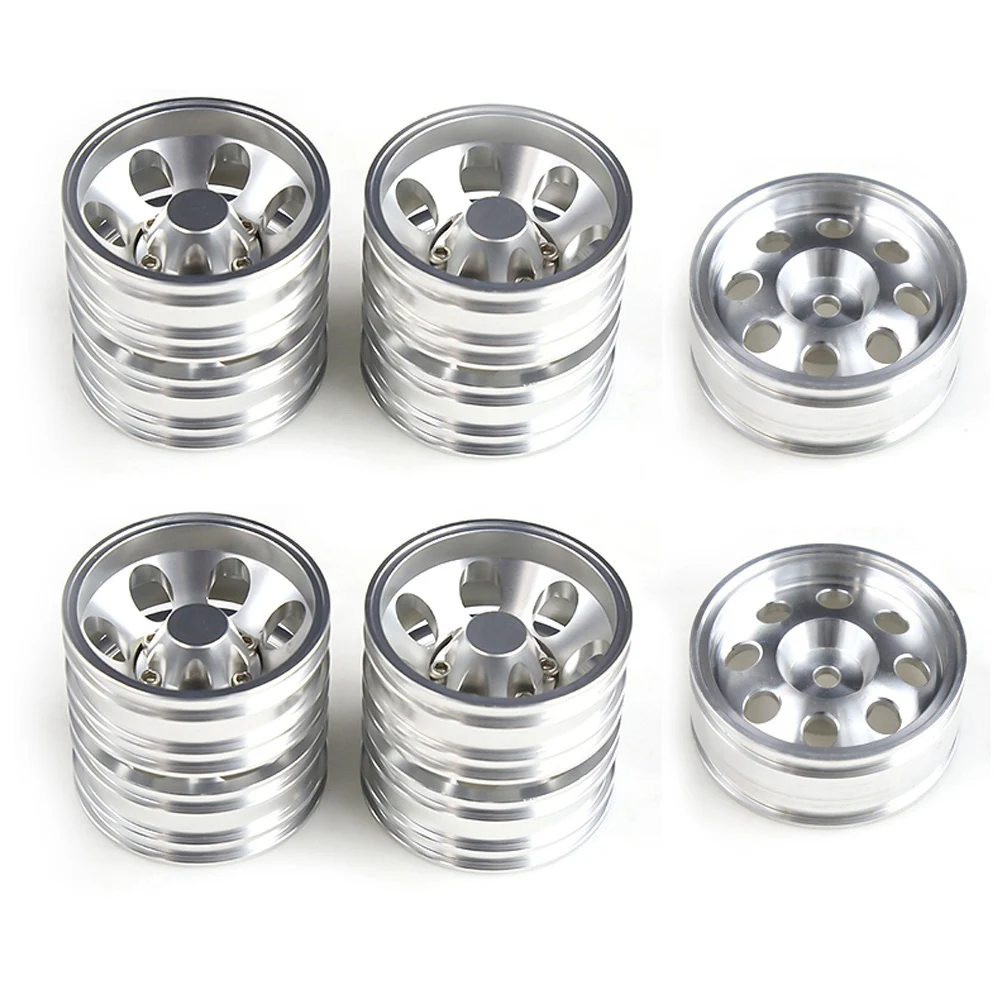 

6Pcs Metal Front and Rear Wheel Hub Wheel Rim for 1/14 RC Trailer Tractor Truck Car Upgrade Parts