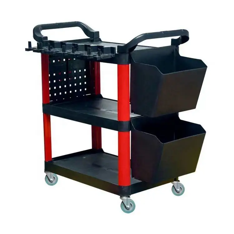 PP material car detailing trolley, multifunctional thickened tool cart for auto repair washing and beauty maintenance work