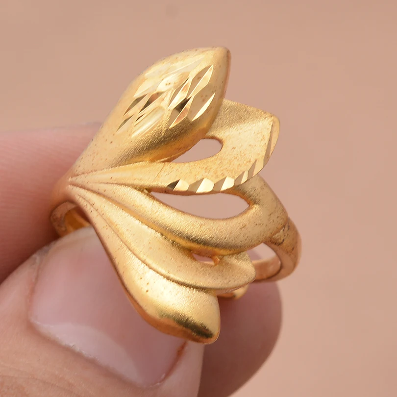Wando 1pcs Ethiopian Dubai Stone Gold Color Ring Wedding Rings for Women Eritrea Africa Fashion Ring Middle East Jewelry Gift