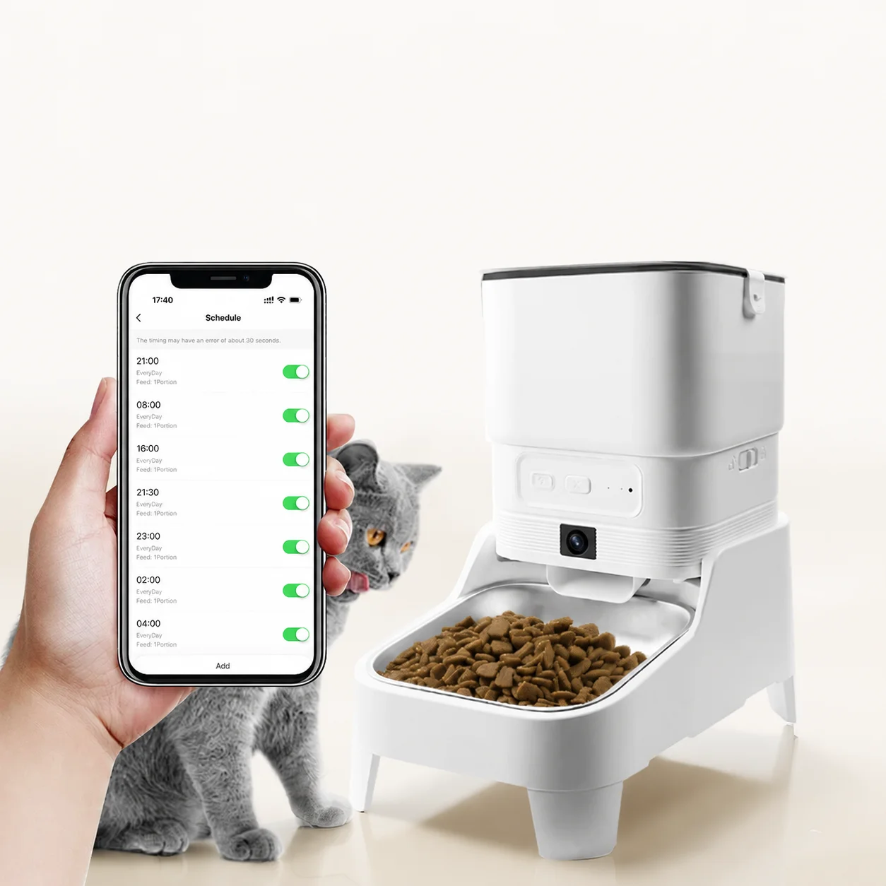 Smart Pet Feeder Camera 1080P Wifi - 1080P HDカメラ搭載の4LスマートWi-Fiペットフィーダー：猫や犬用の自動給餌器（時間設定可能）