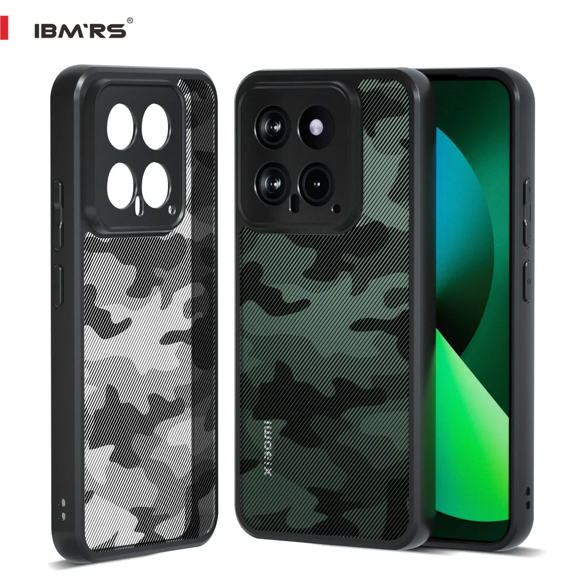 

IBMRS for Xiaomi 14 Case, Camouflage Shockproof Cover, PC+TPU Dual Layer Heavy Duty Armor