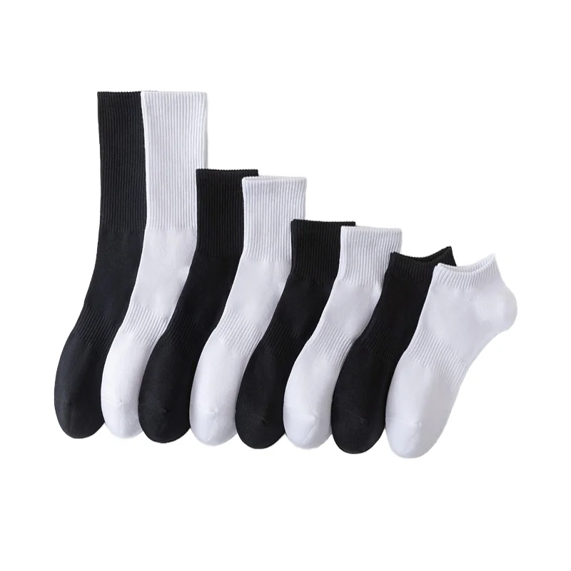 

Men's White Cotton Sports Mid-Tube Boat Socks Autumn Winter Sweat-Absorbent Breathable Fashionable Versatile Bottom Logo