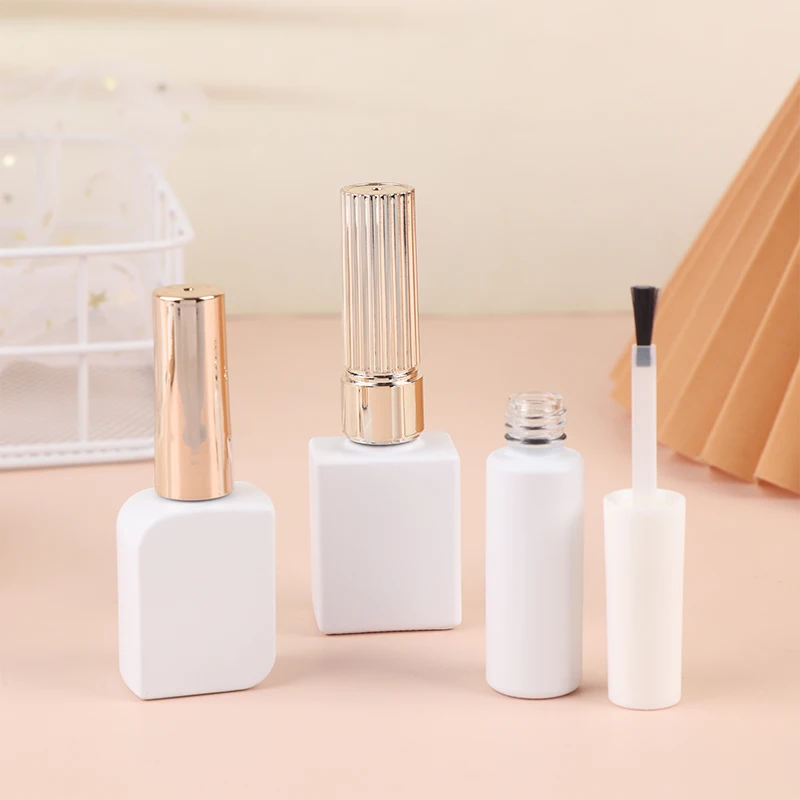 8/10/12/15ml Empty Glass Nail Gel Bottle Matt White Filling Nail Polish Glue Sealing Basic Oils Light-Resistant Good Storage