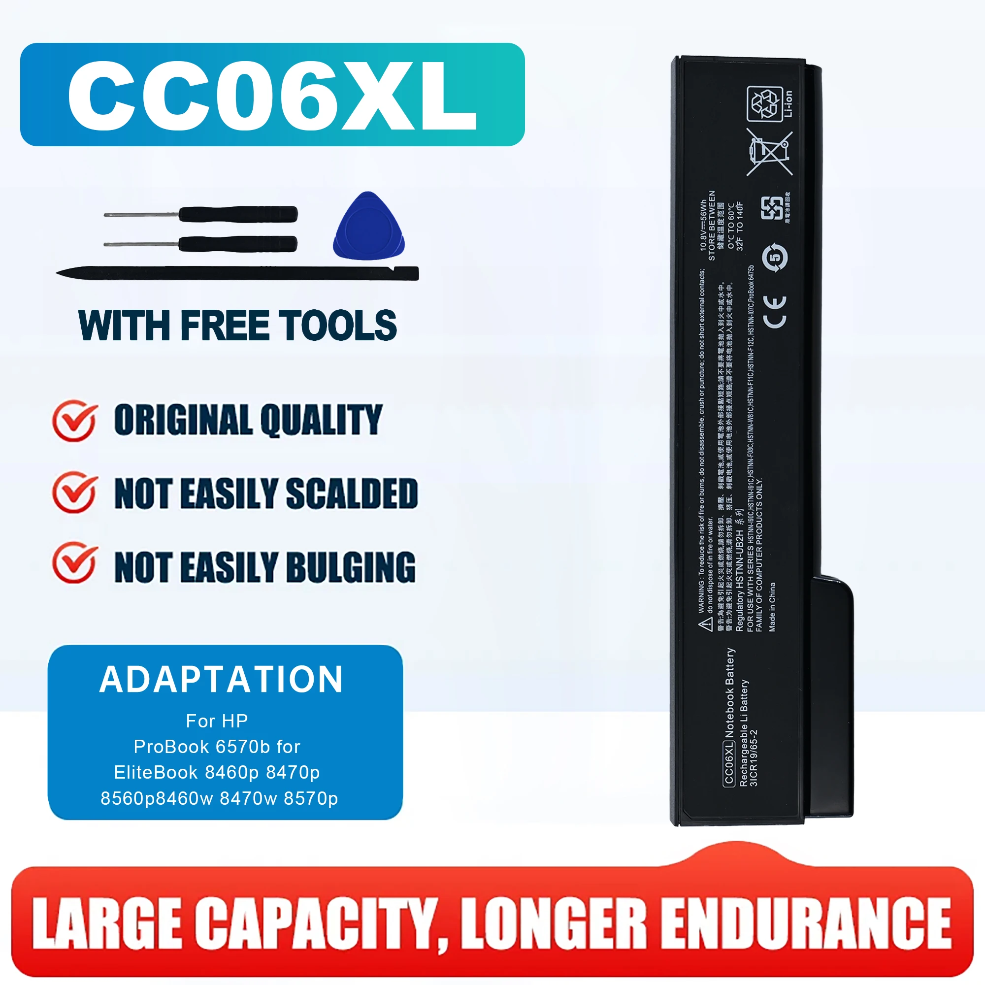CC06XL Laptop Battery For HP EliteBook 6360b 6460b 6560b 6470b 6570b 8460p 8460w ProBook 6470p 10.8V 56Wh CA06 CA06XL 2 sold