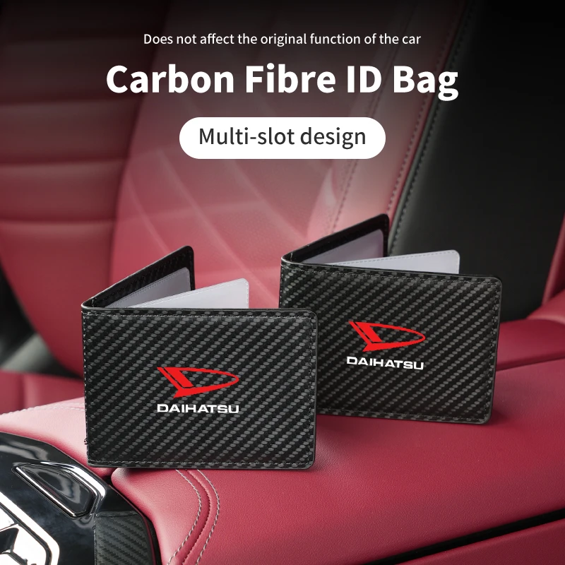 Tarjetero de carbono para coche, bolsa para identificación, monedero, funda para licencia de conducir, para Daihatsu Terios Sirion Mira Materia Rocky YRV Feroza Charade
