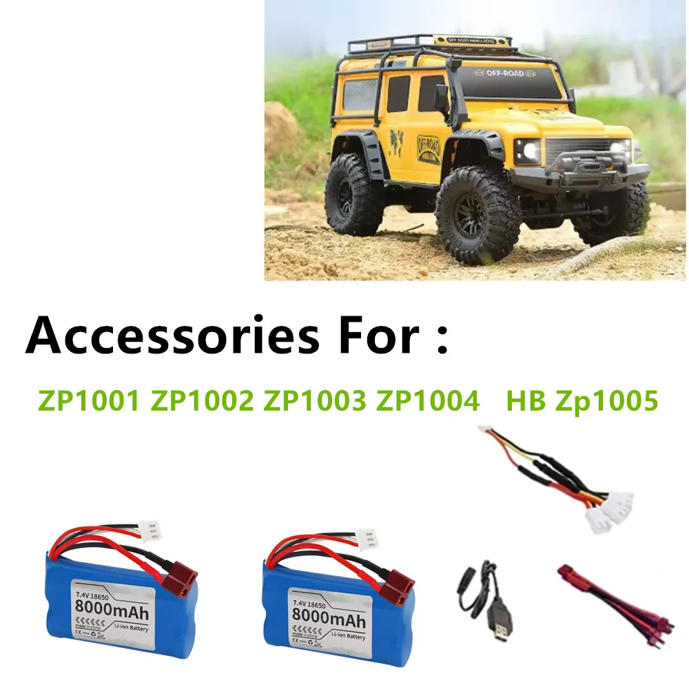 ZP1001  Battery Upgrade 7.4V 8000mAh Battery / Charging Cable For : ZP1002 ZP1003 ZP1004   HB Zp1005 Rc Car Parts
