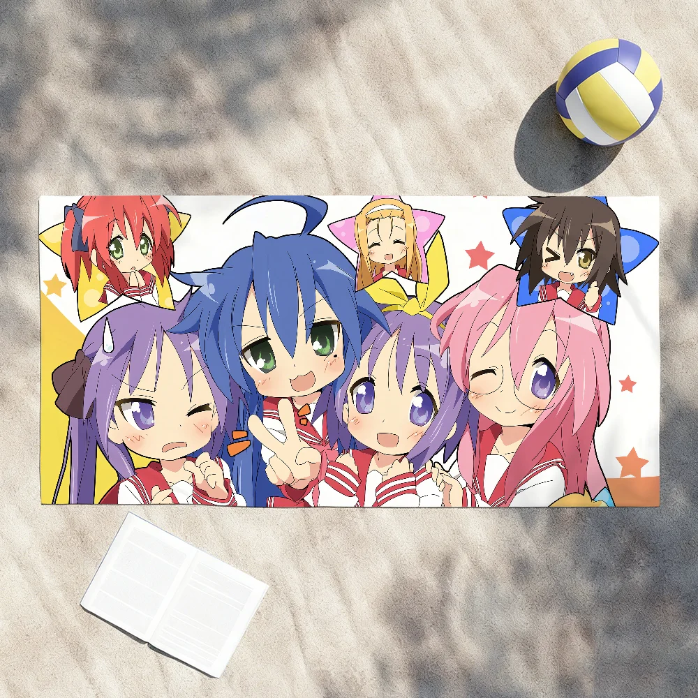 Anime Kawaii L-Lucky Star Cute Towel Soft Lightweight Anti-Sand Large Beach Towel Quick-Drying Bath Sports Family