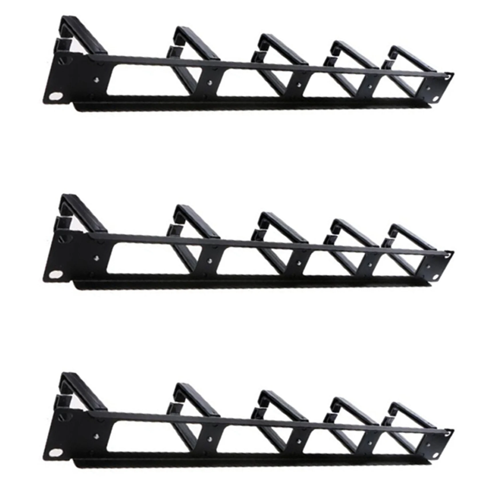 Delicate Texture-3X 19 Inch 1U Rack Cabinets Cable Management Network Organizer Hollow Metal Base Five Ring Detachable Wire Mana