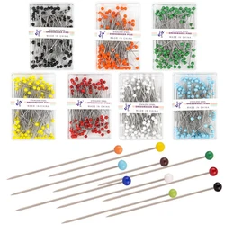 For Dressmaking DIY Sewing Tools Positioning 100Pcs/Box 45mm Colorful Round Pearl Head Needles Stitch Straight Push Sewing Pins