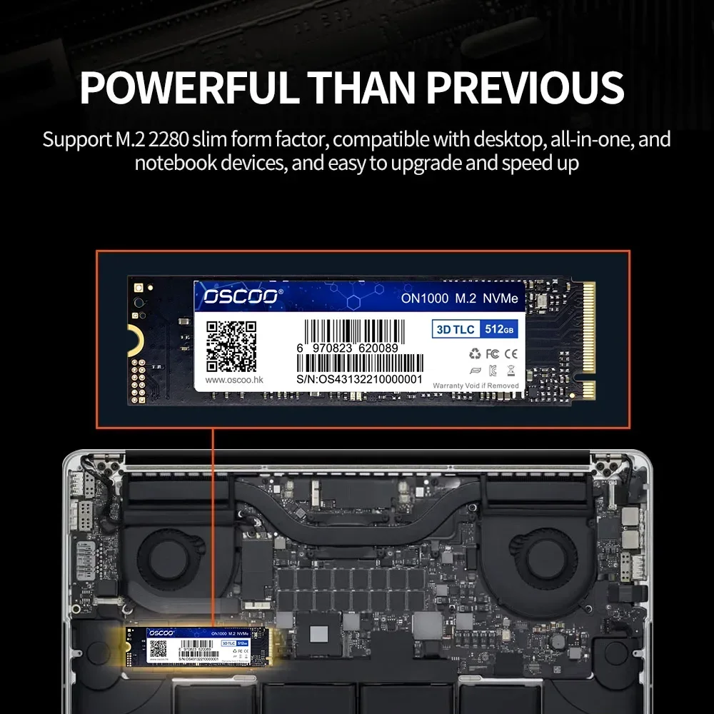 OSCOO SSD M2 2280 NVME 512GB PCIe4.0 Internal Solid State Hard Disk 1TB 5200MB/s for PS5 Laptop Desktop