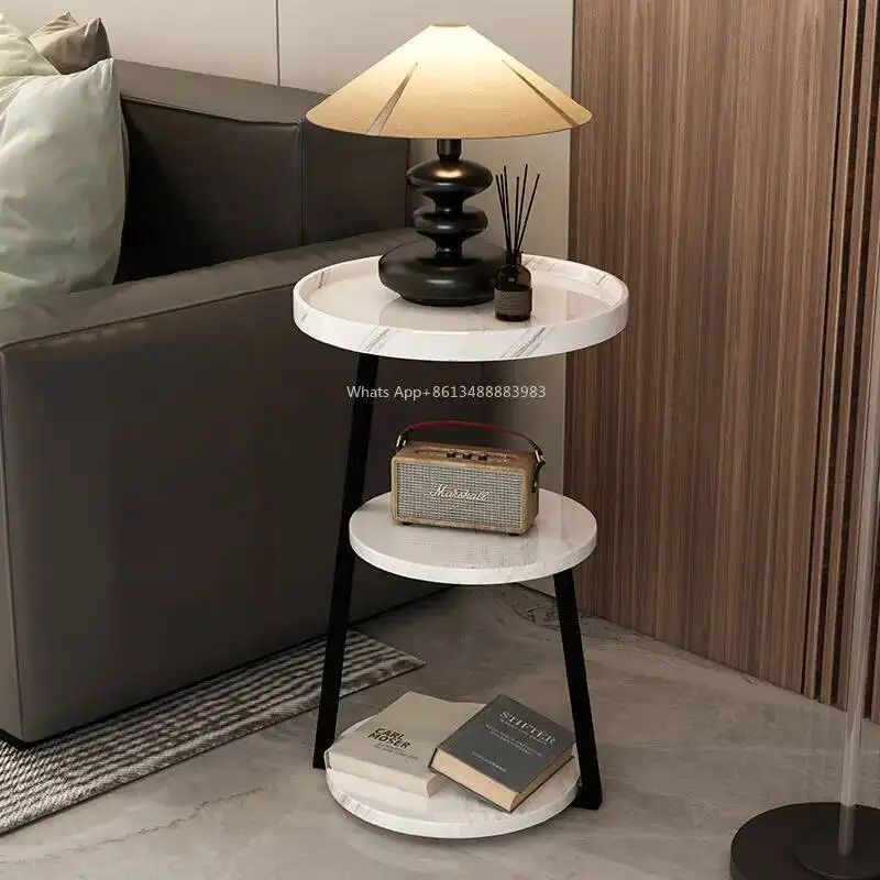 HOT Italian Style Light Luxury Side Table Household Balcony Dormitory Small Apartment Bedroom Bedside Corner Leisure