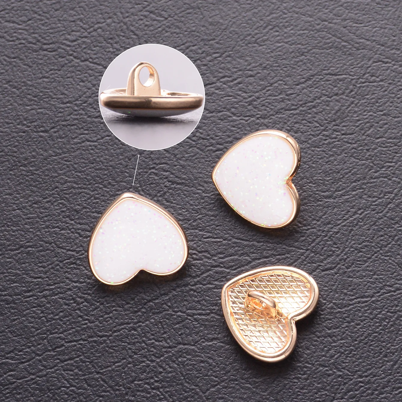 10pcs 10/12mm Cute White Heart Bottom Gold Buttons DIY Sewing Craft For Cardigan Shirts Hearts Buttons Dress Decor