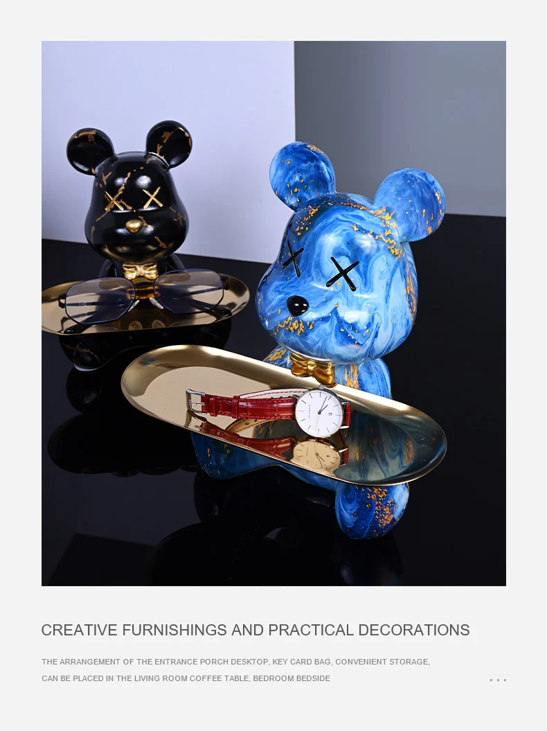 Bunte Bärenstatuen und Skulpturen Butler Figur Ornamente Innen Nordic Dekorative Zimmer Tischdekoration Harz Handwerk Geschenk – Detail 4