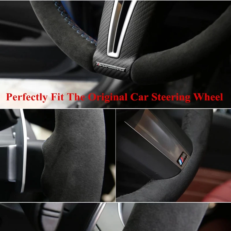 Genuine Leather Suede Car Steering Wheel Cover For BMW M Sport 3 Series E46 Coupe 2000-2006 M3 E46 M5 E39 2000-2003