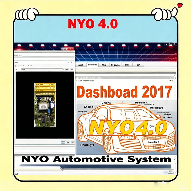 2017 NYO 4.0 Car Maintenance Tool Full Database Airbag+Carradio+Dashboard+IMMO+Navigation Auto Data obd2 scanner Repair Software