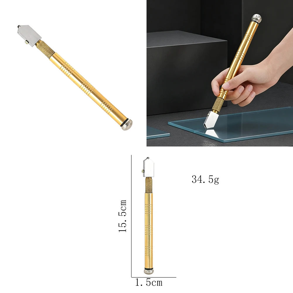 

Glass Cutter Tool Diamond Cutting Wheel Gold Metal Handle For Glass Tile Mirror Cutting Professional DIY Tool Gift For Men