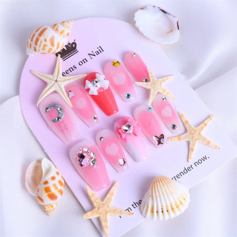 

Handmade Press on Nails Acrylic Sweet Fake Nail Charms Manicure Accessories and Tools Decorated False Nails