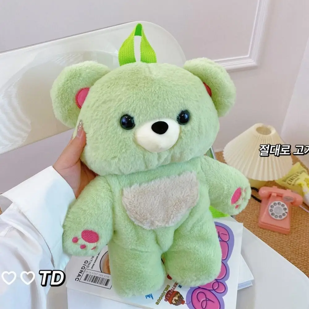 Casual Multicolour Plush Bear Backpack 3D Plush Doll Plush Shoulders Bag Cute Ins Bear Animal Bag Kids