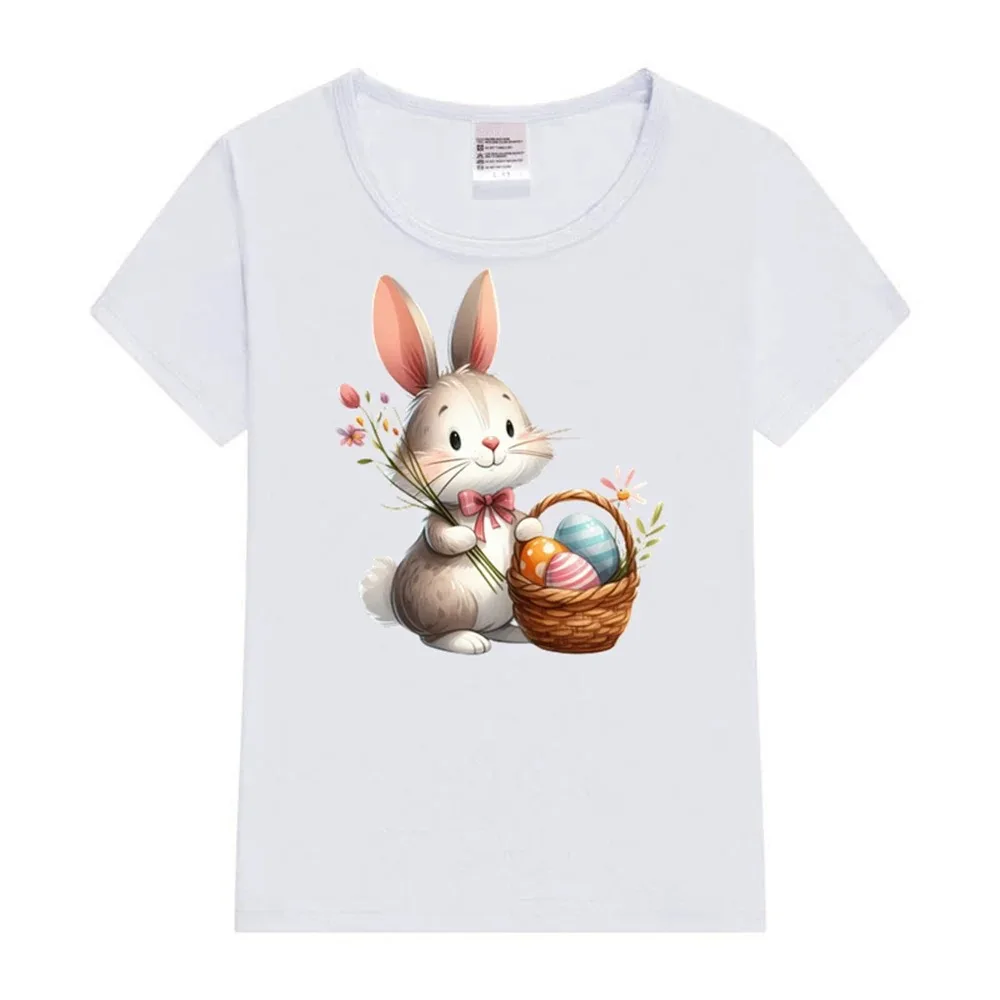 أرنب عيد الفصح البيض هانت تي شيرت الكرتون لطيف أرنب موضة مريحة أفضل الرجال والنساء ارتداء هدية عيد الفصح تي شيرت Y2K