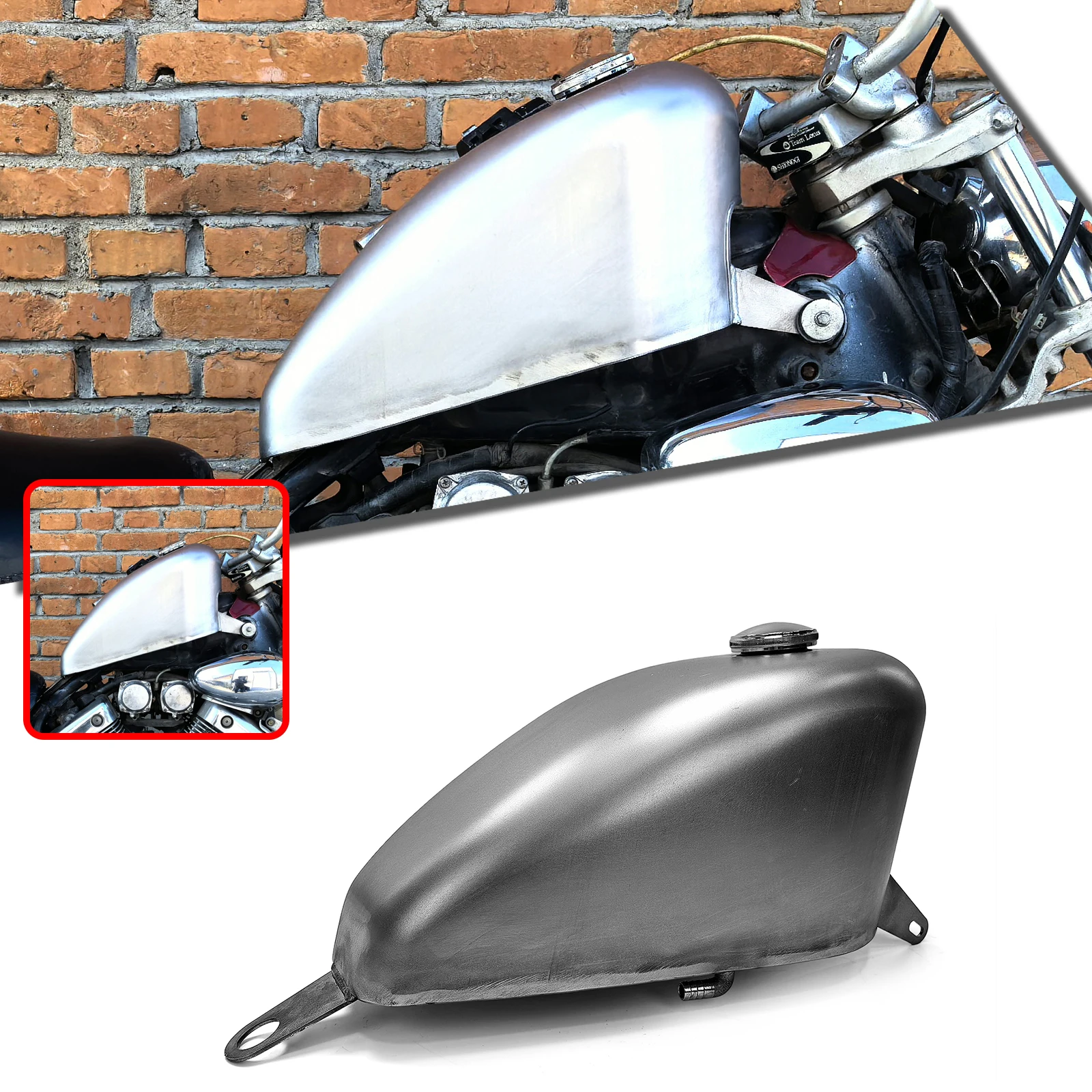 7L Petrol Gas Fuel Tank For YAMAHA Virago 535 XV400 XV535 Motorcycle Oil Can W/ Cap