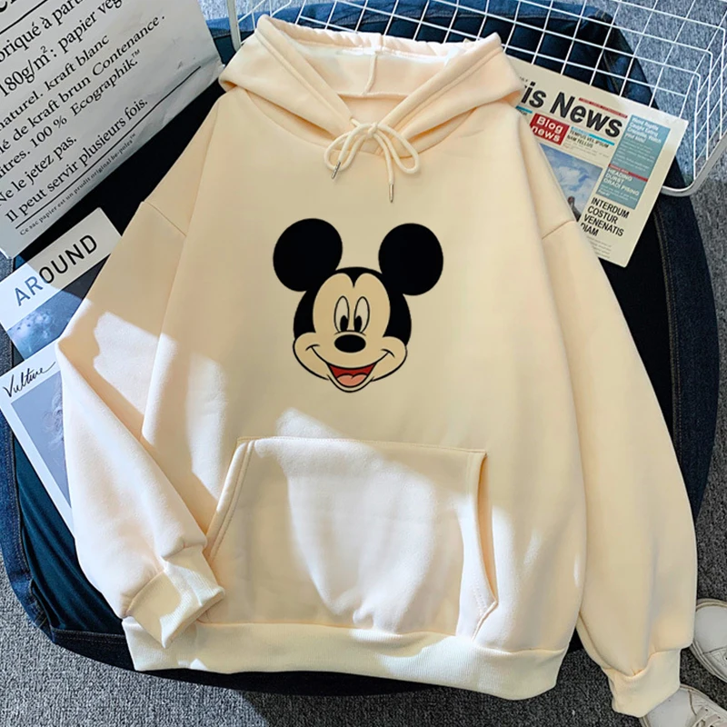 Sudadera Kawaii de Mickey y Minnie Mouse para mujer, ropa con capucha, Top Harajuku, sudaderas con capucha, ropa de Hip Hop de gran tamaño