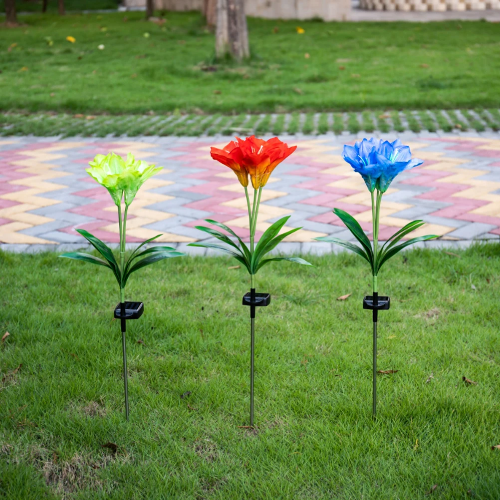 

Flower Lamp Solar LED Flowers Light Lights Outdoor Stake Landscape Green