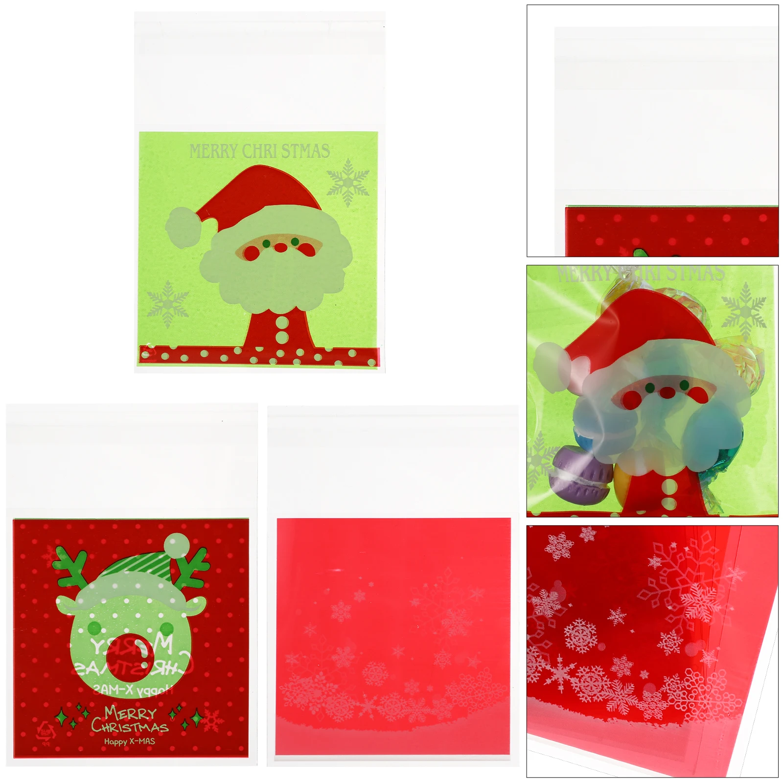 

300 Pcs Food Packaging Bag Baking C y Storage Self Adhesive Reusable Bags Fruit Snack Portable Pouch Creative Gift Biscuits