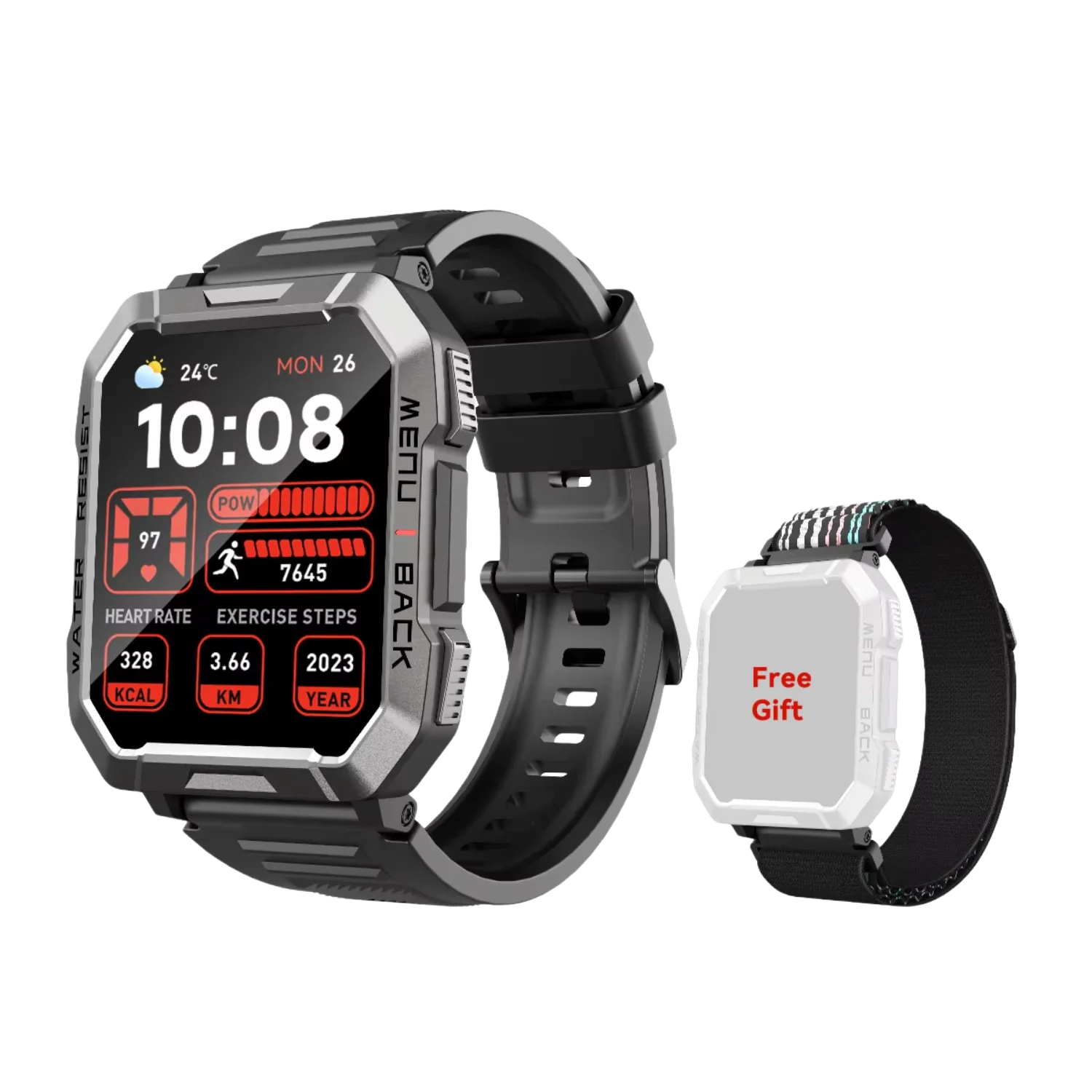 

W60 2024 Смарт-часы с дисплеем 2,01 дюйма, TFT, прочные умные часы для улицы с аварийным освещением, Bluetooth-вызовы