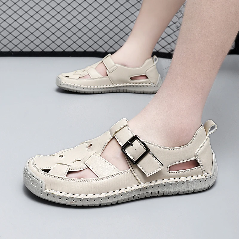 

New Leather Women Sandals Bohemian Style Summer Women Shoes Fashion Gladiator Sandals Outdoor Beach Flat Casual Sandals