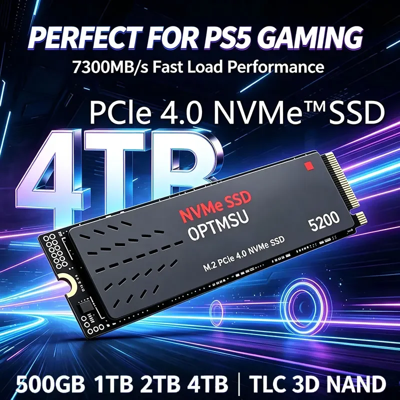 Novo SSD NVMe 5200 com velocidade de leitura de até 7300 MB/s, PCIe 40x4 M.2 2280, 500 GB, 1 TB, 2 TB, 4 TB, unidade de estado sólido de alto desempenho.
