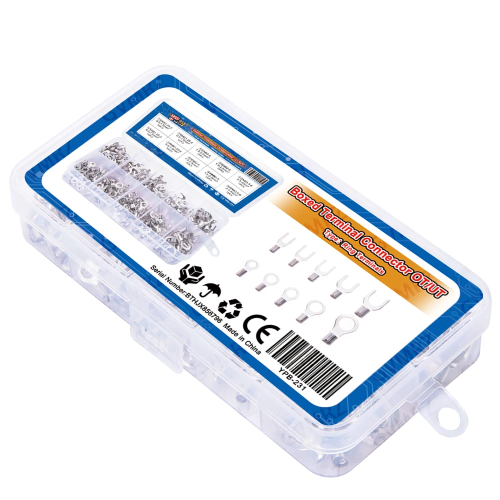 320PCS RNB/SNB1.25-4 Wire Connector Cable Termination Plie Crimp Terminal Kit with Electrical Connector U/O Splicing Termination