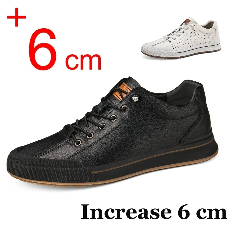 

2026 Genuine Leather Casual Shoes for Men 6CM Height Increase Sports Shoes High Quality Flats Shoes Male Brand Office Work Shoe
