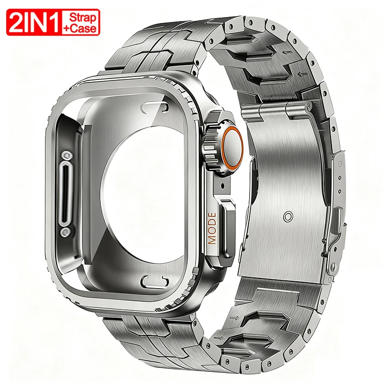 

Titanium Strap+Metal Case for Apple Watch Ultra 3/2 49mm Series 11 10 46mm 45mm 44mm 42mm Alloy Protect Cover Iwatch 9 8 7 6 SE