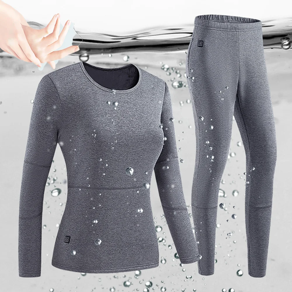 28 Areas Heated Thermal Underwear Men Heating Jacket Skiwear Heated Jacket Fleece Warm Top Pants USB Electric Heating Clothing