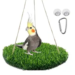 Grass Mat Swings For Birds Large Bird Swing Toy Natural Climbing Perch Bird Toy With Hooks For Cockatoo Parakeets Lovebird