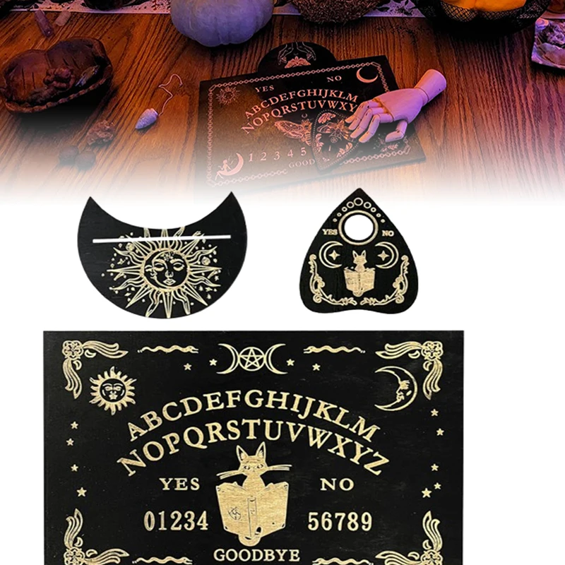 New 12inch Wooden Divination Pendulum Board Engraved Magic Board Ouija Board Metaphysical Message Witch's Pendulum Board Kit