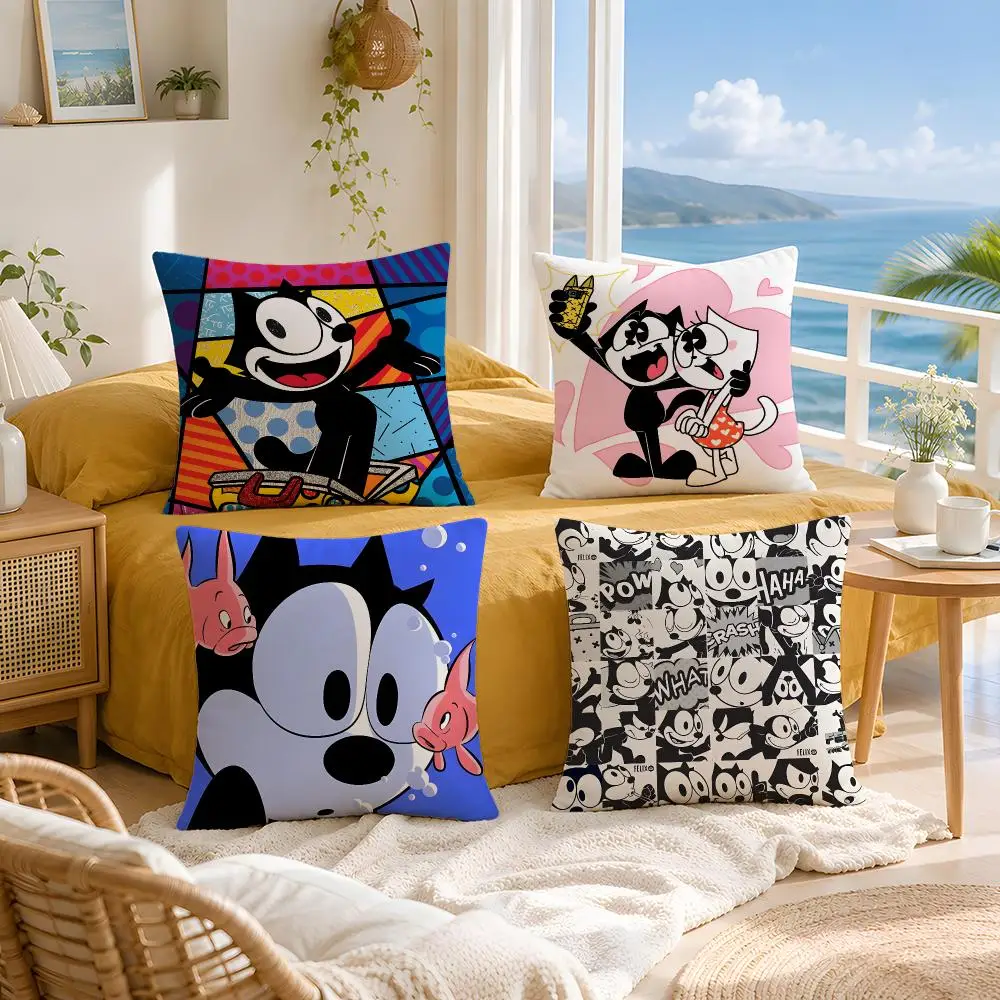 Ip Felix the Cat Cushion Cover Throw Pillow Short Plush Fresh Natural Cushion for Living Room Sofa Ornament Present Gift