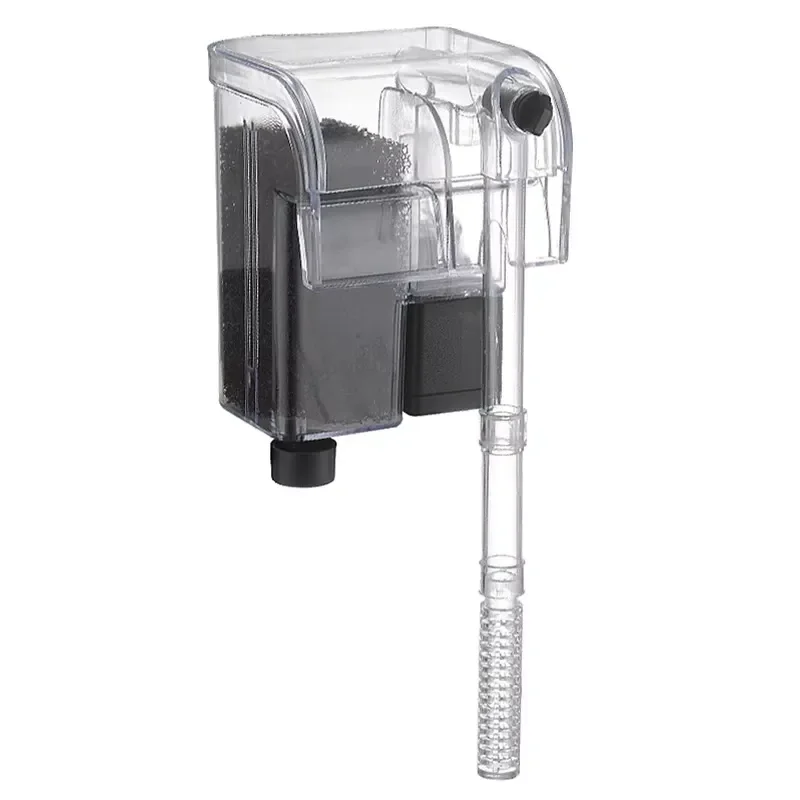 Small Plastic Rectangular HOB Power Filter for Borderless Fish Tanks 90 GPH Capacity up to 60 Liters Aquarium Hanging Filter