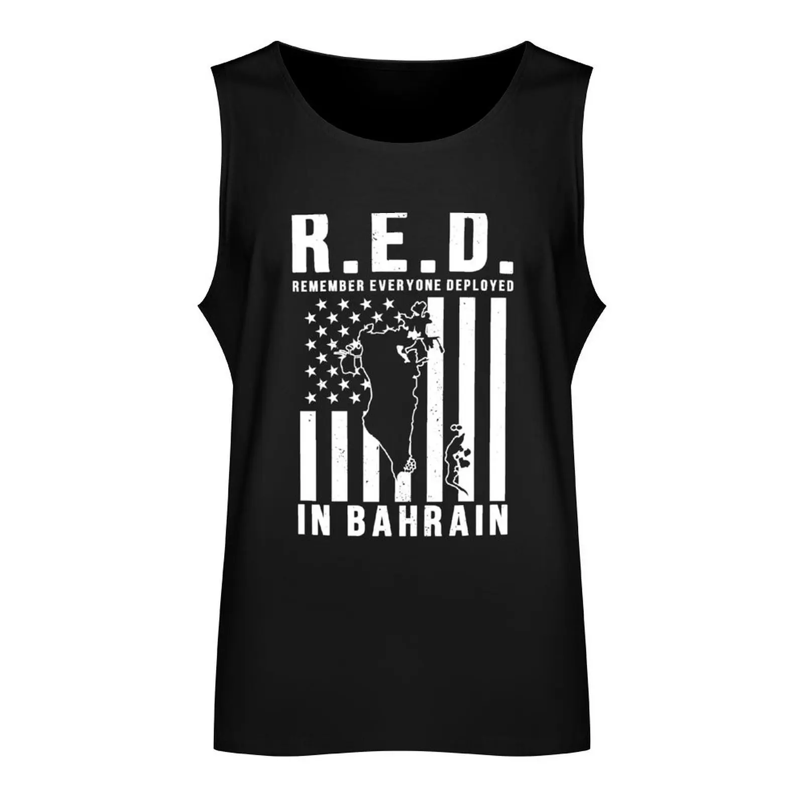 RED Friday Remember Everyone Deployed in Bahrain Tank Top muscular man bodybuilding