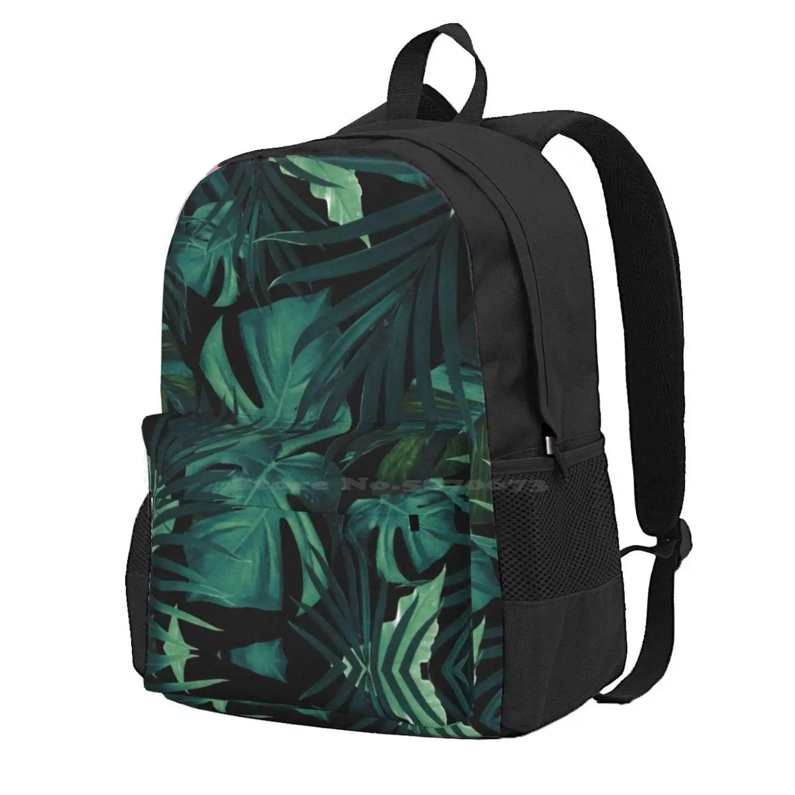 Tropical Jungle Night Leaves Pattern #1 #Tropical #Decor #Art Hot Sale Schoolbag Backpack Fashion Bags Color Digital