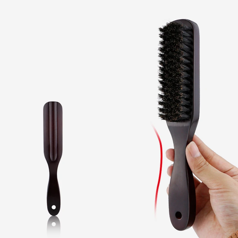 Hair Brush Wood Handle Boar Bristle Beard Comb Styling Detangling Straighten Brown Boar Bristles Massage Comb