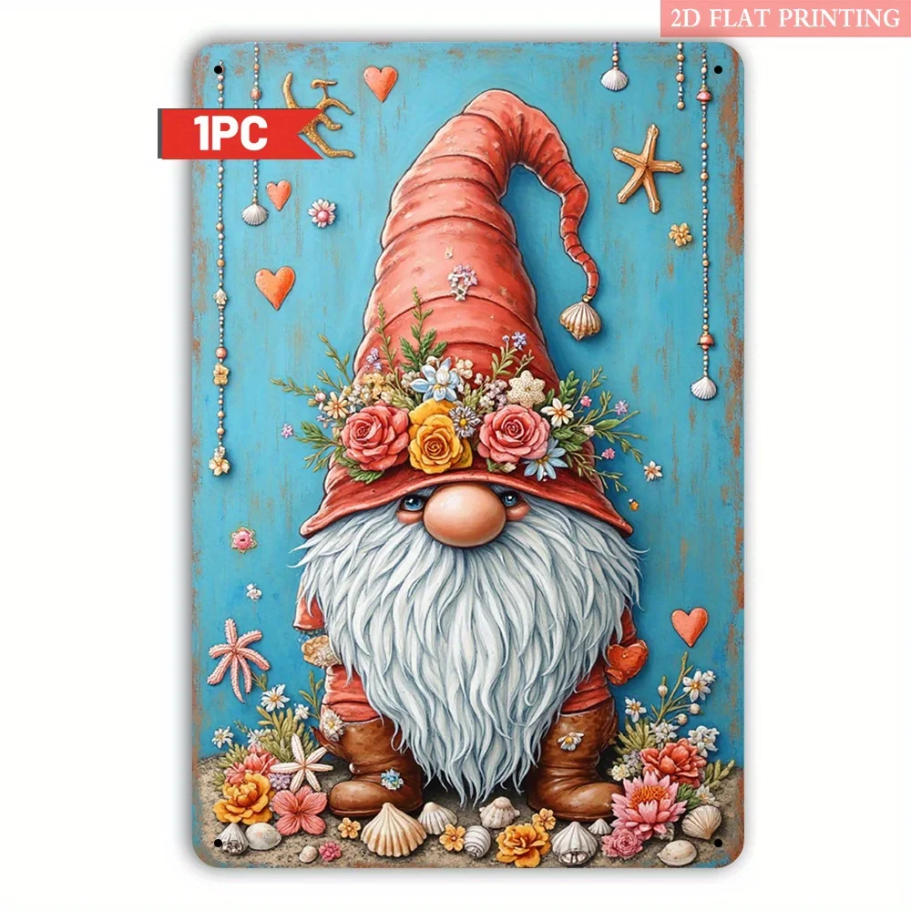 1pc, Flower Gnome Iron Metal Sign, Vintage Decorative Sign, Cute Decor, Suitable for Kids Room, Garden, Indoor, Home Decor