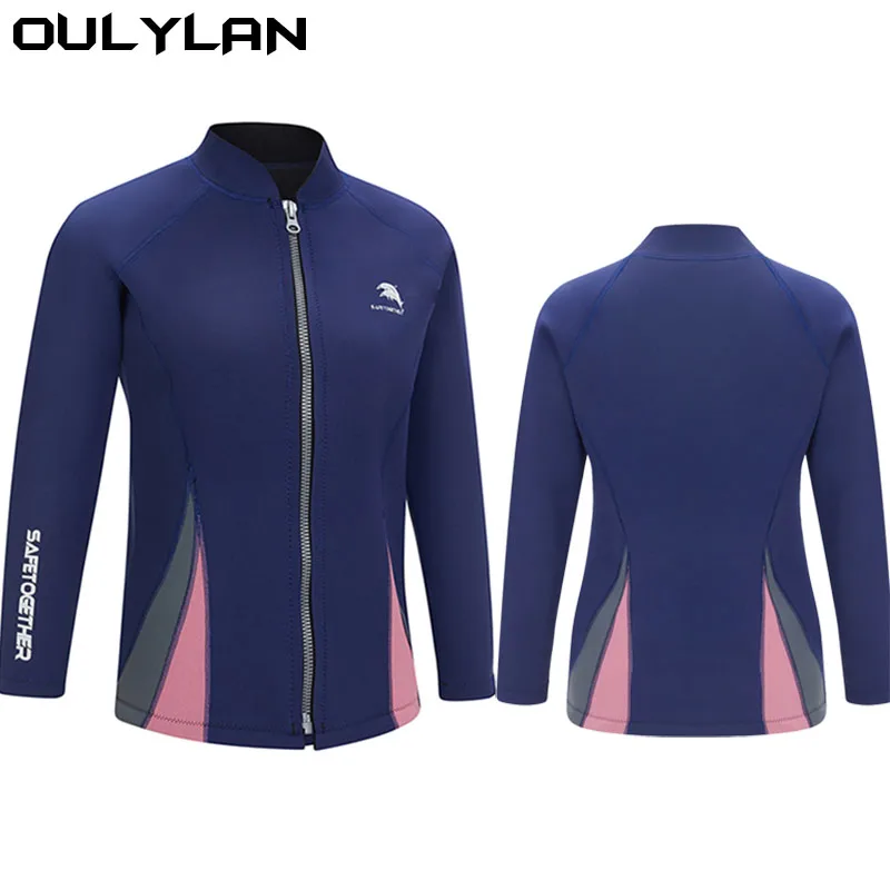 Oulylan Diving Jacket Wetsuit 2MM Women Diving Suit Split Surfing Jacket Pants for Snorkeling Scuba Swimming Swimsuit